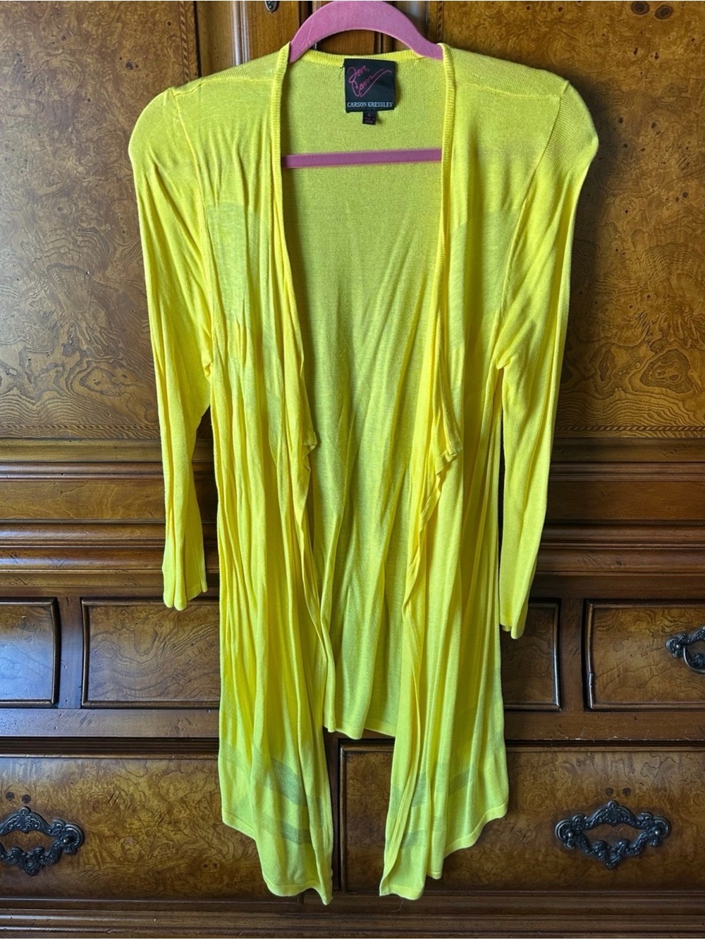 Love, Carson Kressley Yellow Lightweight Open Cardigan – Size Small